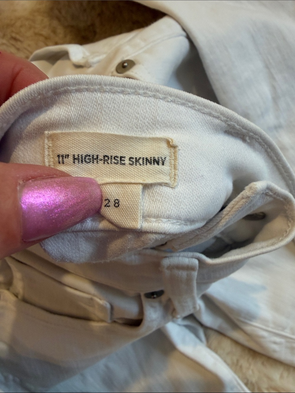 Madewell 11 inch high rise skinny jean size 28 off white/white raw hem - Picture 3 of 8